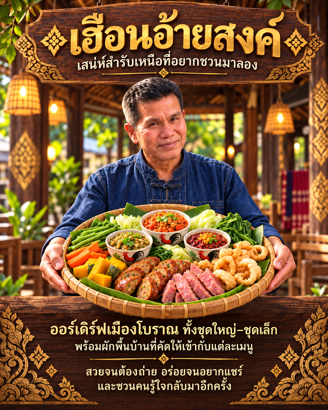 สำรับอาหารพื้นเมืองจากโปสเตอร์เฮือนอ้ายสงค์